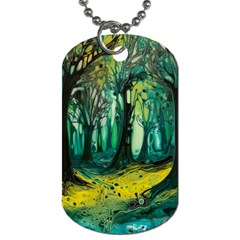 Trees Forest Mystical Forest Nature Junk Journal Landscape Nature Dog Tag (two Sides) by Maspions