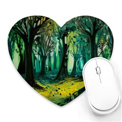 Trees Forest Mystical Forest Nature Junk Journal Landscape Nature Heart Mousepad by Maspions