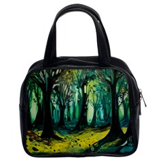 Trees Forest Mystical Forest Nature Junk Journal Landscape Nature Classic Handbag (two Sides)