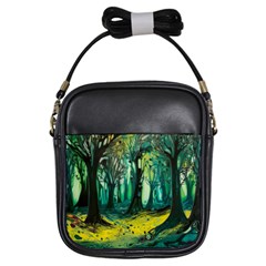 Trees Forest Mystical Forest Nature Junk Journal Landscape Nature Girls Sling Bag