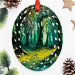 Trees Forest Mystical Forest Nature Junk Journal Landscape Nature Ornament (Oval Filigree) Front