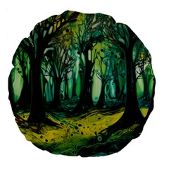 Trees Forest Mystical Forest Nature Junk Journal Landscape Nature Large 18  Premium Round Cushions