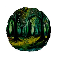 Trees Forest Mystical Forest Nature Junk Journal Landscape Nature Standard 15  Premium Flano Round Cushions