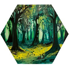 Trees Forest Mystical Forest Nature Junk Journal Landscape Nature Wooden Puzzle Hexagon