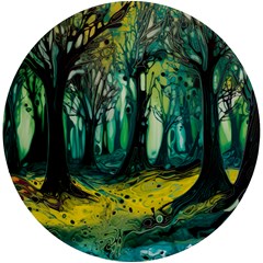 Trees Forest Mystical Forest Nature Junk Journal Landscape Nature Uv Print Round Tile Coaster by Maspions