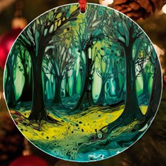 Trees Forest Mystical Forest Nature Junk Journal Landscape Nature Uv Print Acrylic Ornament Round by Maspions