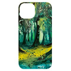 Trees Forest Mystical Forest Nature Junk Journal Landscape Nature Iphone 14 Black Uv Print Case by Maspions