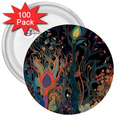 Trees Forest Mystical Forest Nature Junk Journal Landscape 3  Buttons (100 Pack)  by Maspions