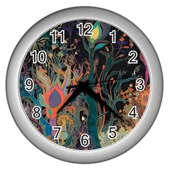 Trees Forest Mystical Forest Nature Junk Journal Landscape Wall Clock (silver) by Maspions