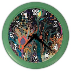 Trees Forest Mystical Forest Nature Junk Journal Landscape Color Wall Clock