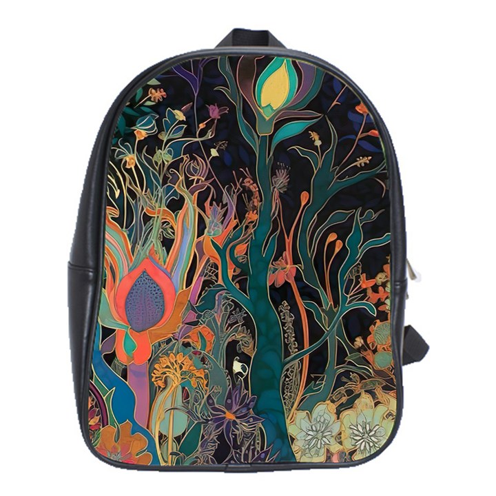 Trees Forest Mystical Forest Nature Junk Journal Landscape School Bag (XL)