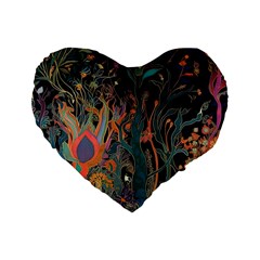 Trees Forest Mystical Forest Nature Junk Journal Landscape Standard 16  Premium Heart Shape Cushions