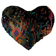 Trees Forest Mystical Forest Nature Junk Journal Landscape Large 19  Premium Heart Shape Cushions