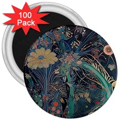 Flowers Trees Forest Mystical Forest Nature Junk Journal Scrapbooking Background Landscape 3  Magnets (100 Pack)