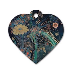 Flowers Trees Forest Mystical Forest Nature Junk Journal Scrapbooking Background Landscape Dog Tag Heart (one Side) by Maspions