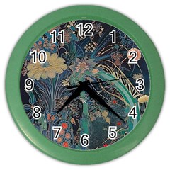 Flowers Trees Forest Mystical Forest Nature Junk Journal Scrapbooking Background Landscape Color Wall Clock