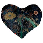 Flowers Trees Forest Mystical Forest Nature Junk Journal Scrapbooking Background Landscape Large 19  Premium Flano Heart Shape Cushions Front