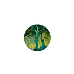 Trees Forest Mystical Forest Nature Junk Journal Scrapbooking Background Landscape 1  Mini Buttons