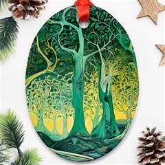 Trees Forest Mystical Forest Nature Junk Journal Scrapbooking Background Landscape Ornament (oval)