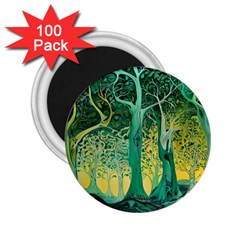 Trees Forest Mystical Forest Nature Junk Journal Scrapbooking Background Landscape 2 25  Magnets (100 Pack) 