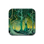 Trees Forest Mystical Forest Nature Junk Journal Scrapbooking Background Landscape Rubber Coaster (Square) Front