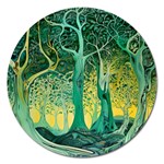 Trees Forest Mystical Forest Nature Junk Journal Scrapbooking Background Landscape Magnet 5  (Round) Front