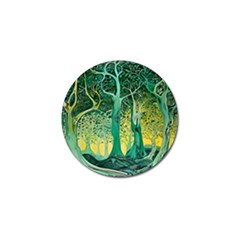 Trees Forest Mystical Forest Nature Junk Journal Scrapbooking Background Landscape Golf Ball Marker (4 Pack)