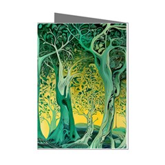 Trees Forest Mystical Forest Nature Junk Journal Scrapbooking Background Landscape Mini Greeting Cards (pkg Of 8)