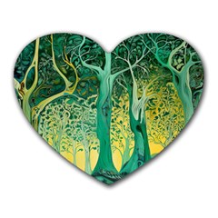 Trees Forest Mystical Forest Nature Junk Journal Scrapbooking Background Landscape Heart Mousepad by Maspions