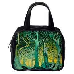 Trees Forest Mystical Forest Nature Junk Journal Scrapbooking Background Landscape Classic Handbag (one Side)