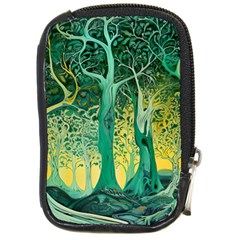 Trees Forest Mystical Forest Nature Junk Journal Scrapbooking Background Landscape Compact Camera Leather Case by Maspions