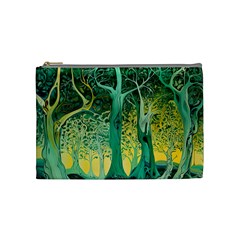 Trees Forest Mystical Forest Nature Junk Journal Scrapbooking Background Landscape Cosmetic Bag (medium) by Maspions