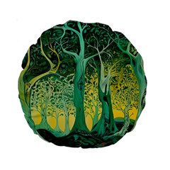 Trees Forest Mystical Forest Nature Junk Journal Scrapbooking Background Landscape Standard 15  Premium Round Cushions