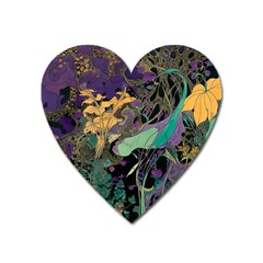 Flowers Trees Forest Mystical Forest Nature Heart Magnet by Maspions