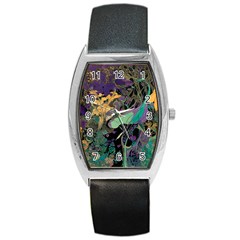 Flowers Trees Forest Mystical Forest Nature Barrel Style Metal Watch