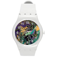 Flowers Trees Forest Mystical Forest Nature Round Plastic Sport Watch (m)