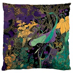 Flowers Trees Forest Mystical Forest Nature Large Premium Plush Fleece Cushion Case (one Side)