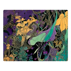 Flowers Trees Forest Mystical Forest Nature Two Sides Premium Plush Fleece Blanket (large)