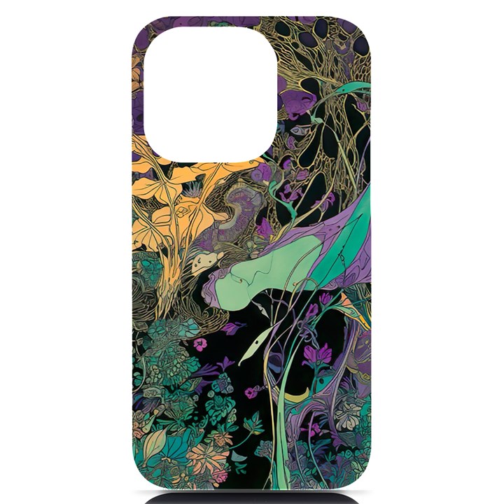 Flowers Trees Forest Mystical Forest Nature iPhone 14 Pro Black UV Print Case