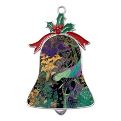 Flowers Trees Forest Mystical Forest Nature Metal Holly Leaf Bell Ornament by Maspions