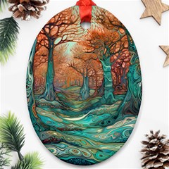 Trees Tree Forest Mystical Forest Nature Junk Journal Scrapbooking Landscape Nature Ornament (oval)