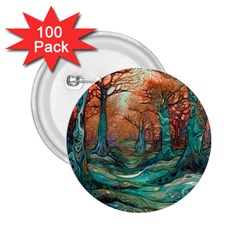 Trees Tree Forest Mystical Forest Nature Junk Journal Scrapbooking Landscape Nature 2 25  Buttons (100 Pack) 