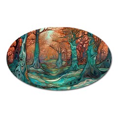 Trees Tree Forest Mystical Forest Nature Junk Journal Scrapbooking Landscape Nature Oval Magnet