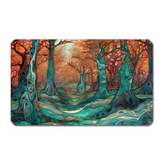 Trees Tree Forest Mystical Forest Nature Junk Journal Scrapbooking Landscape Nature Magnet (rectangular)