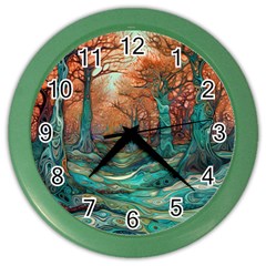 Trees Tree Forest Mystical Forest Nature Junk Journal Scrapbooking Landscape Nature Color Wall Clock