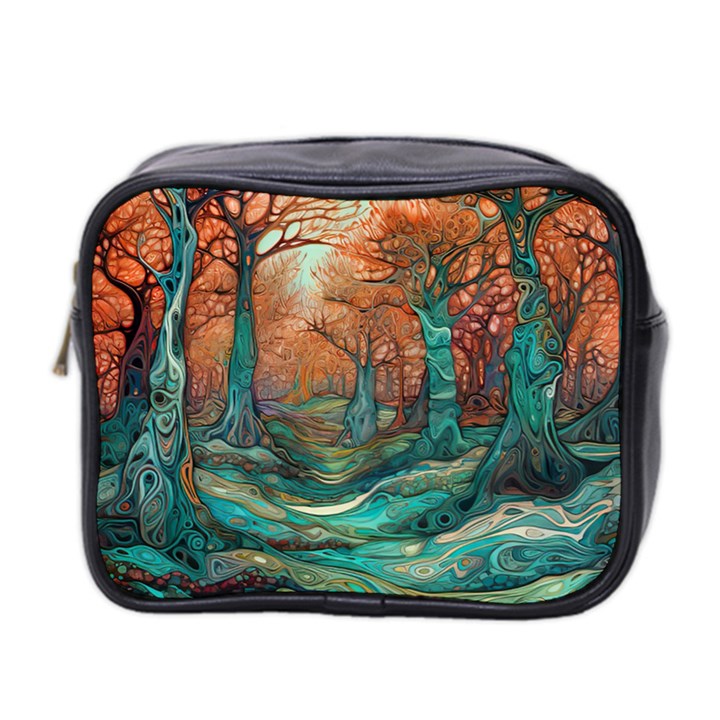 Trees Tree Forest Mystical Forest Nature Junk Journal Scrapbooking Landscape Nature Mini Toiletries Bag (Two Sides)