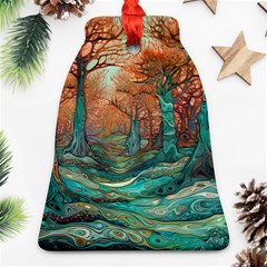 Trees Tree Forest Mystical Forest Nature Junk Journal Scrapbooking Landscape Nature Ornament (bell)