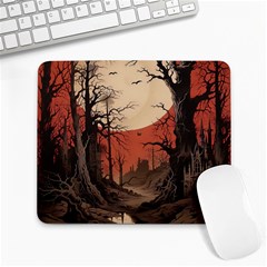 Comic Gothic Macabre Vampire Haunted Red Sky Large Mousepad