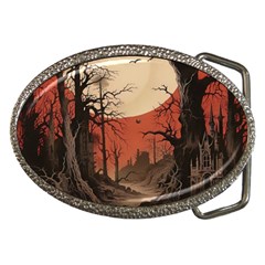 Comic Gothic Macabre Vampire Haunted Red Sky Belt Buckles