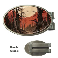 Comic Gothic Macabre Vampire Haunted Red Sky Money Clips (oval)  by Maspions